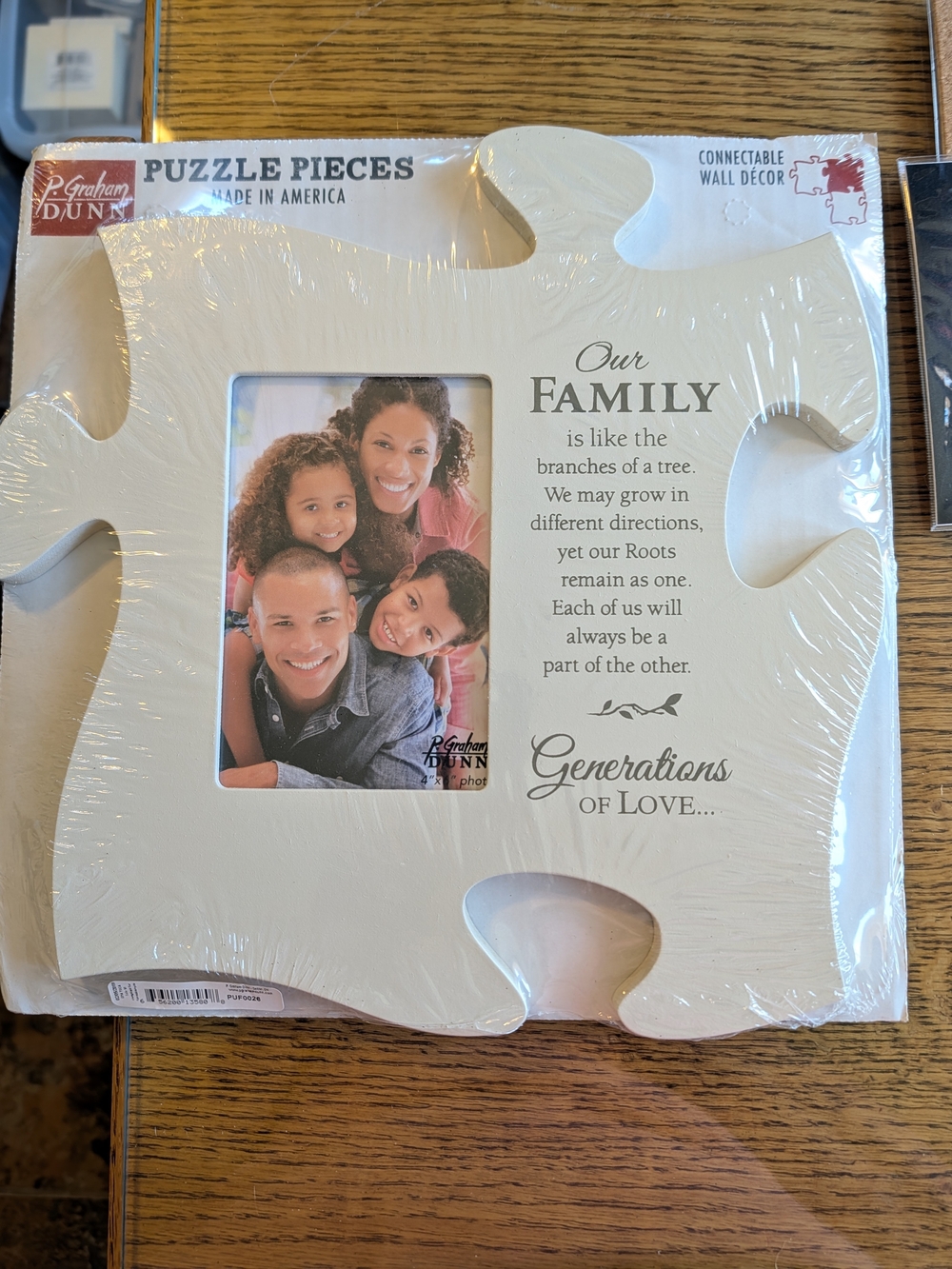 Cream Puzzle Piece Photo Frame - "Our Family"